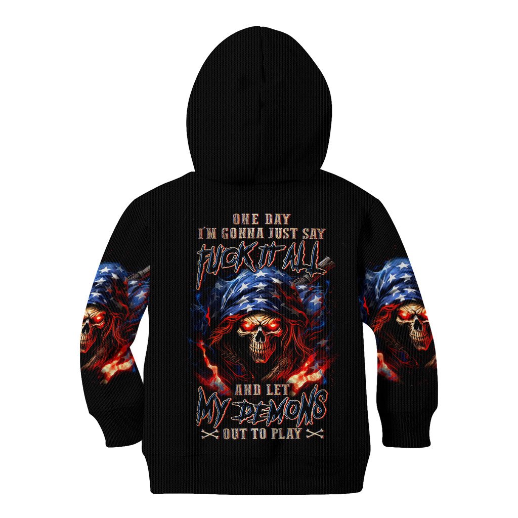 American Skull Kid Hoodie One Day I Gonna Fuck It All DT01 - The Mazicc - Hoodie - Toddler 2T - Black