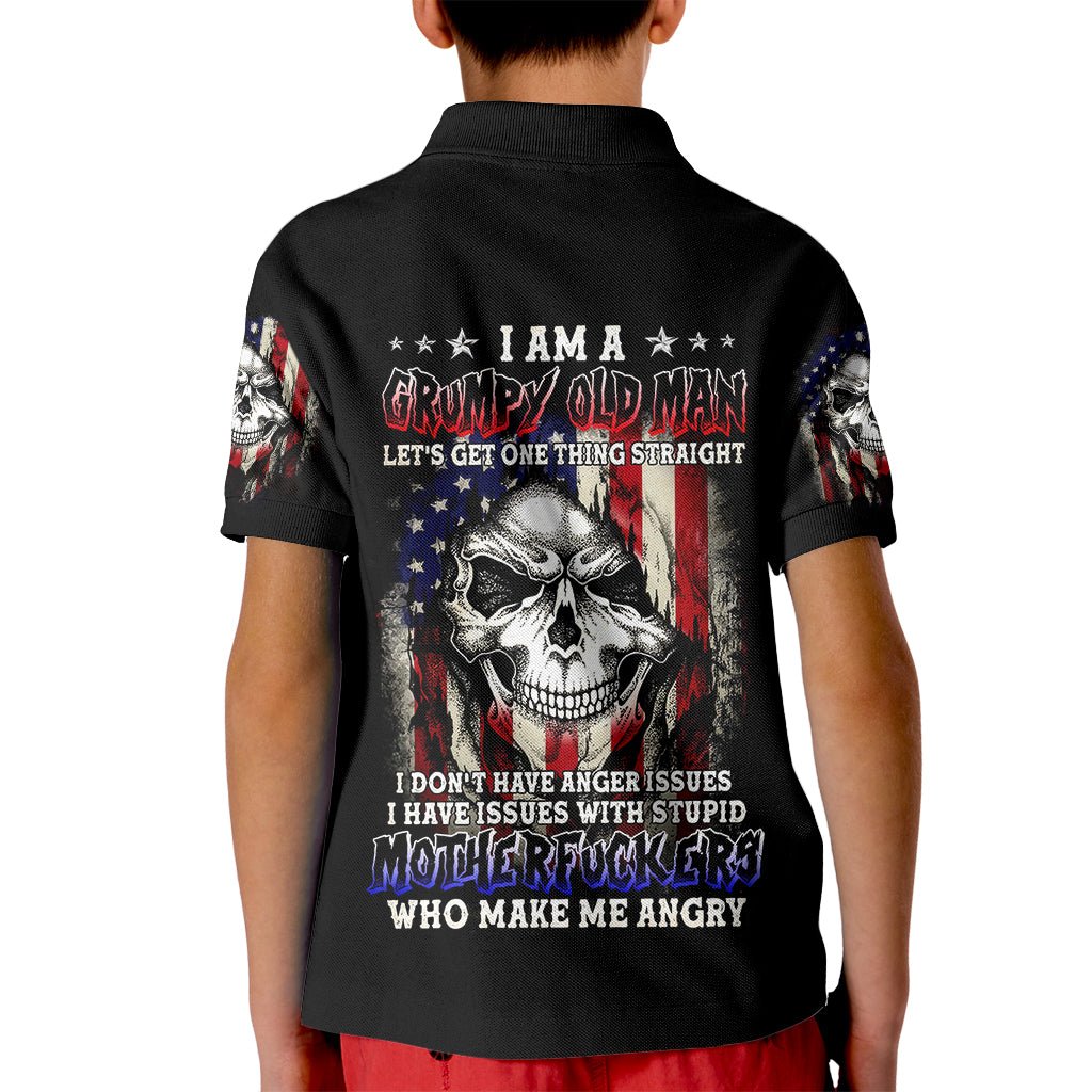 American Skull Kid Polo Shirt Grumpy Old Man Motherfuckers Who Make Me Angry DT01 - The Mazicc - Kid - Toddler 2T - Black