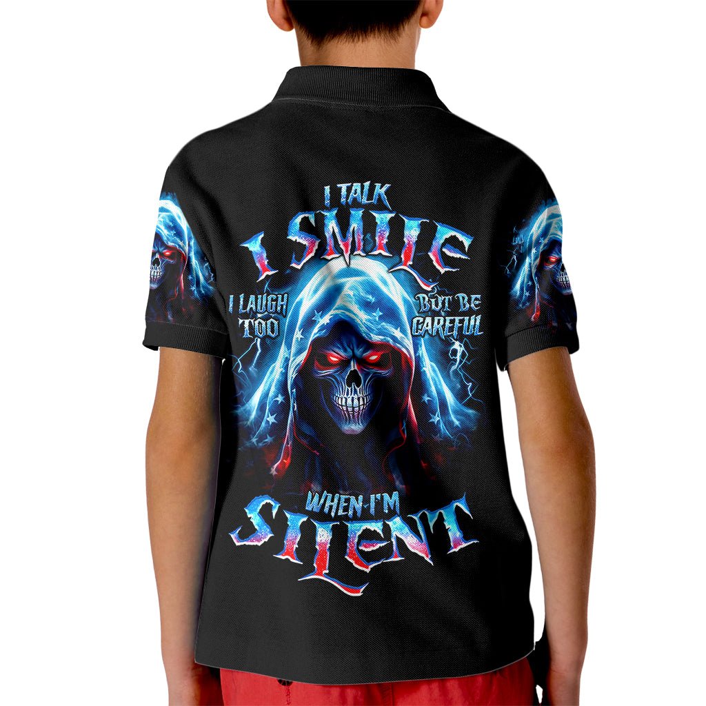 American Skull Kid Polo Shirt I Talk I Smile But Be Carefull When I Silent DT01 - The Mazicc - Kid - Toddler 2T - Black