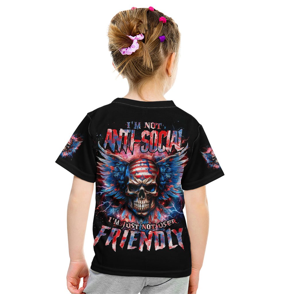 American Skull Kid T Shirt I'm Not Anti Social I'm Just Not User Friendly DT01 - The Mazicc - Toddler 2/Size 00 - Black -