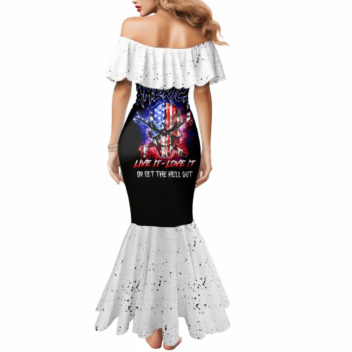 American Skull Mermaid Dress American Live It Love It Or Get The Hell Out DT01 - The Mazicc - Women - S - Black