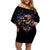 American Skull Off Shoulder Short Dress Nice To Meet You Im The Coach DT01 - The Mazicc - Women - S - Black