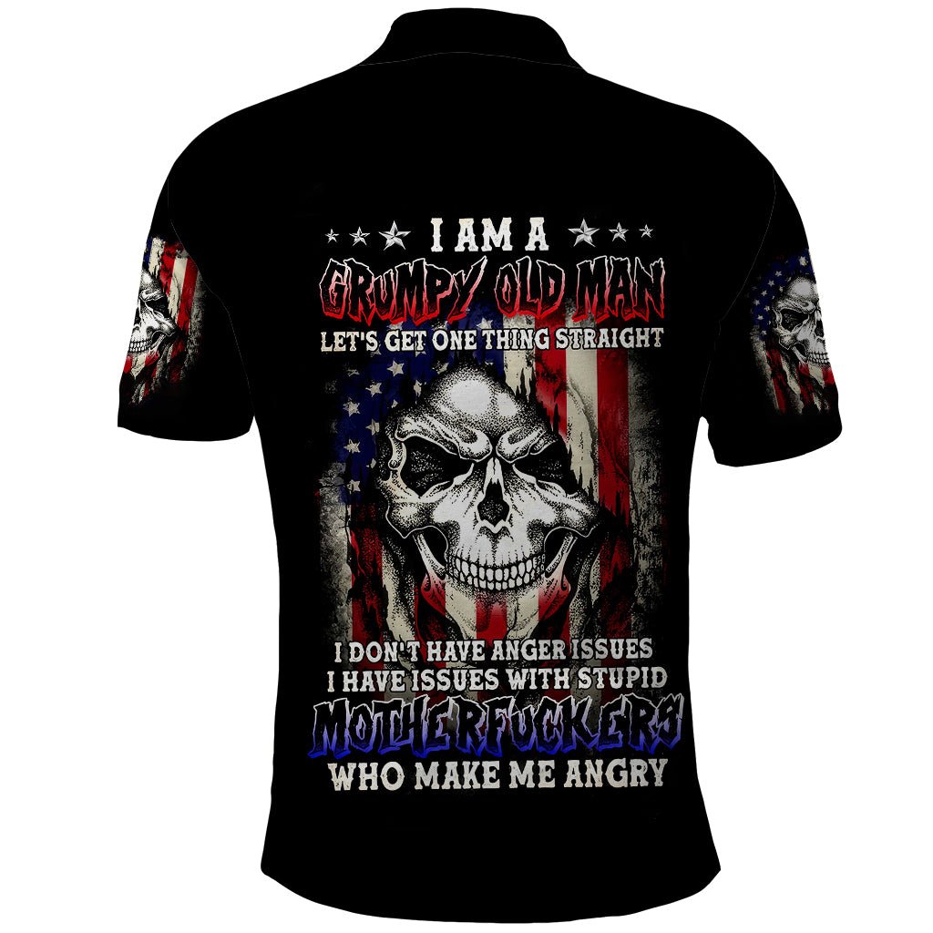 American Skull Polo Shirt Grumpy Old Man Motherfuckers Who Make Me Angry DT01 - The Mazicc - Adult - S - Black