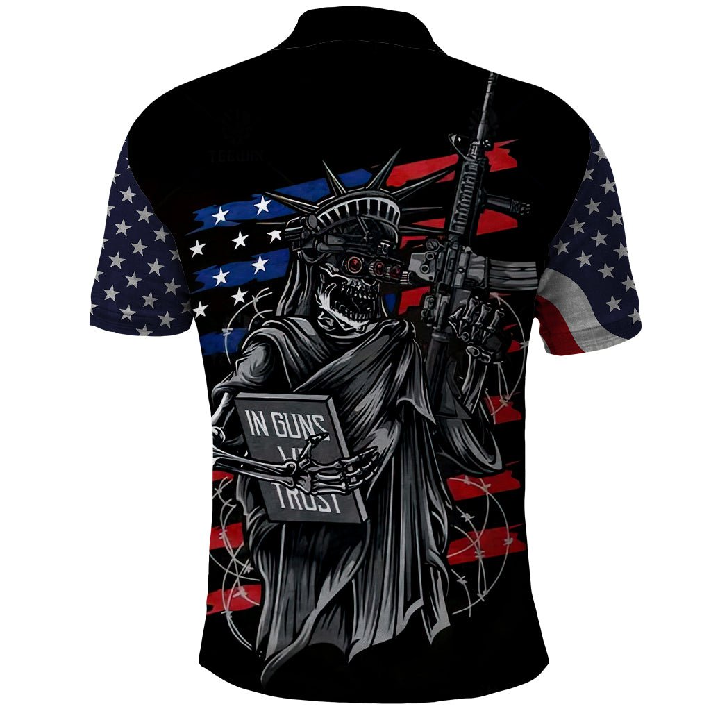 American Skull Polo Shirt In Gun We Trust DT01 - The Mazicc - Adult - S - Black