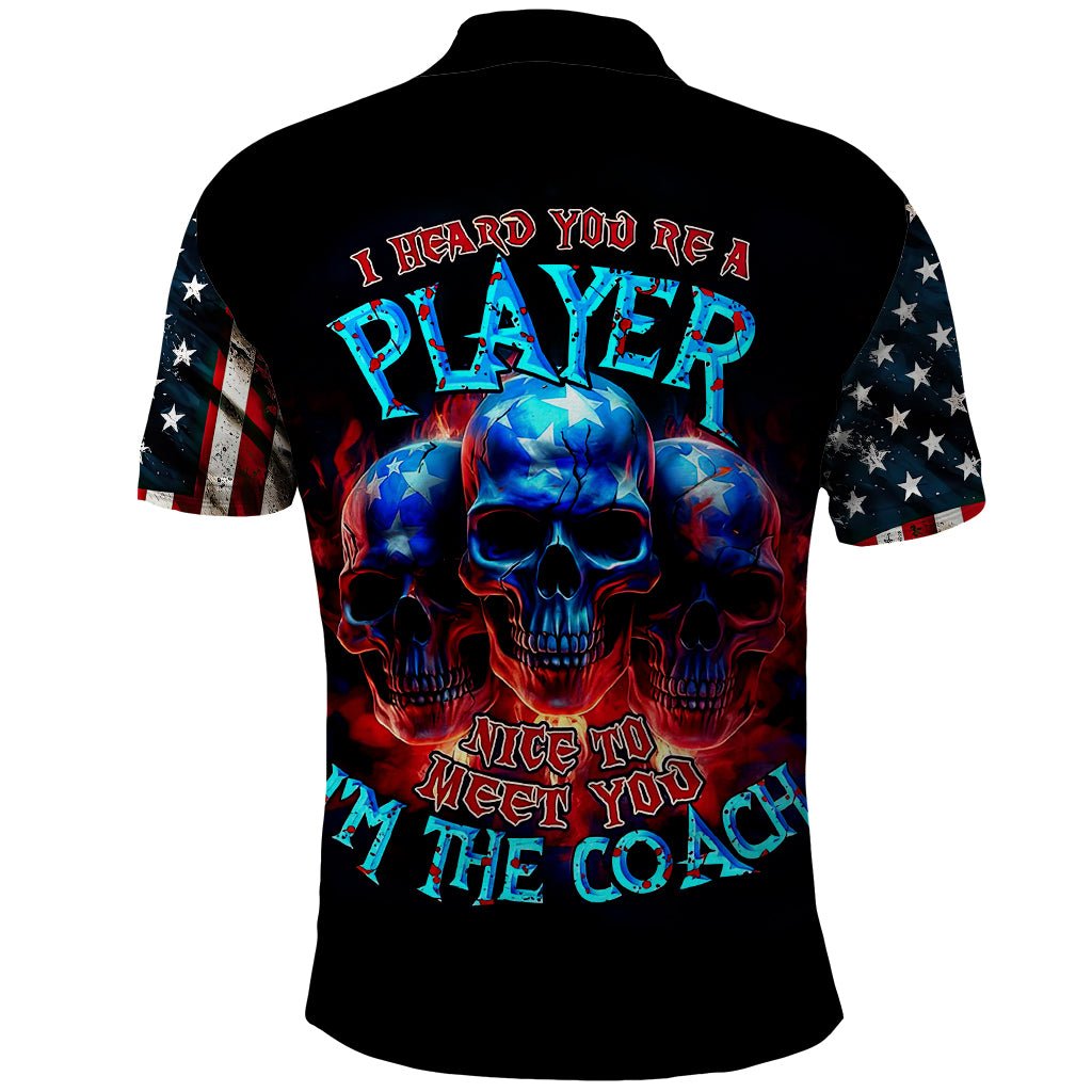 American Skull Polo Shirt Nice To Meet You Im The Coach DT01 - The Mazicc - Adult - S - Black