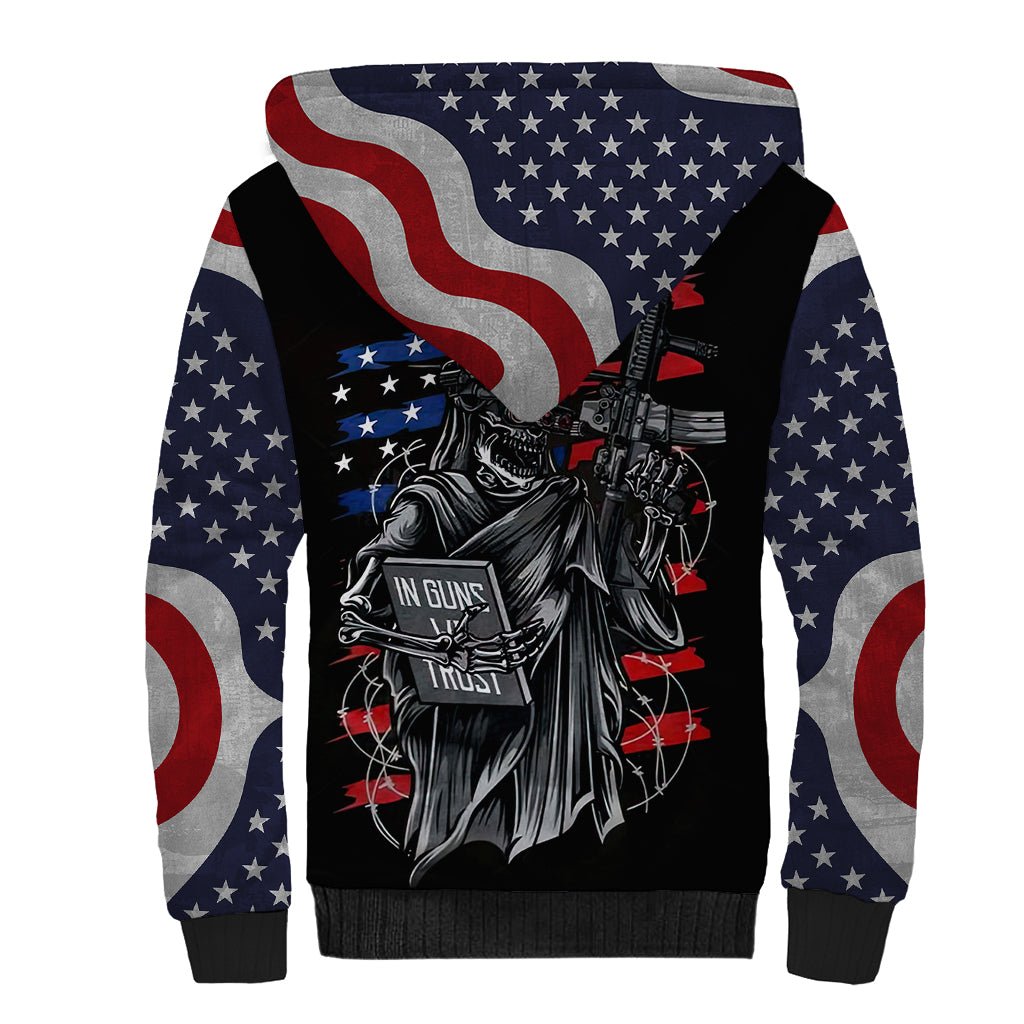 American Skull Sherpa Hoodie In Gun We Trust DT01 - The Mazicc - Unisex - S - Black