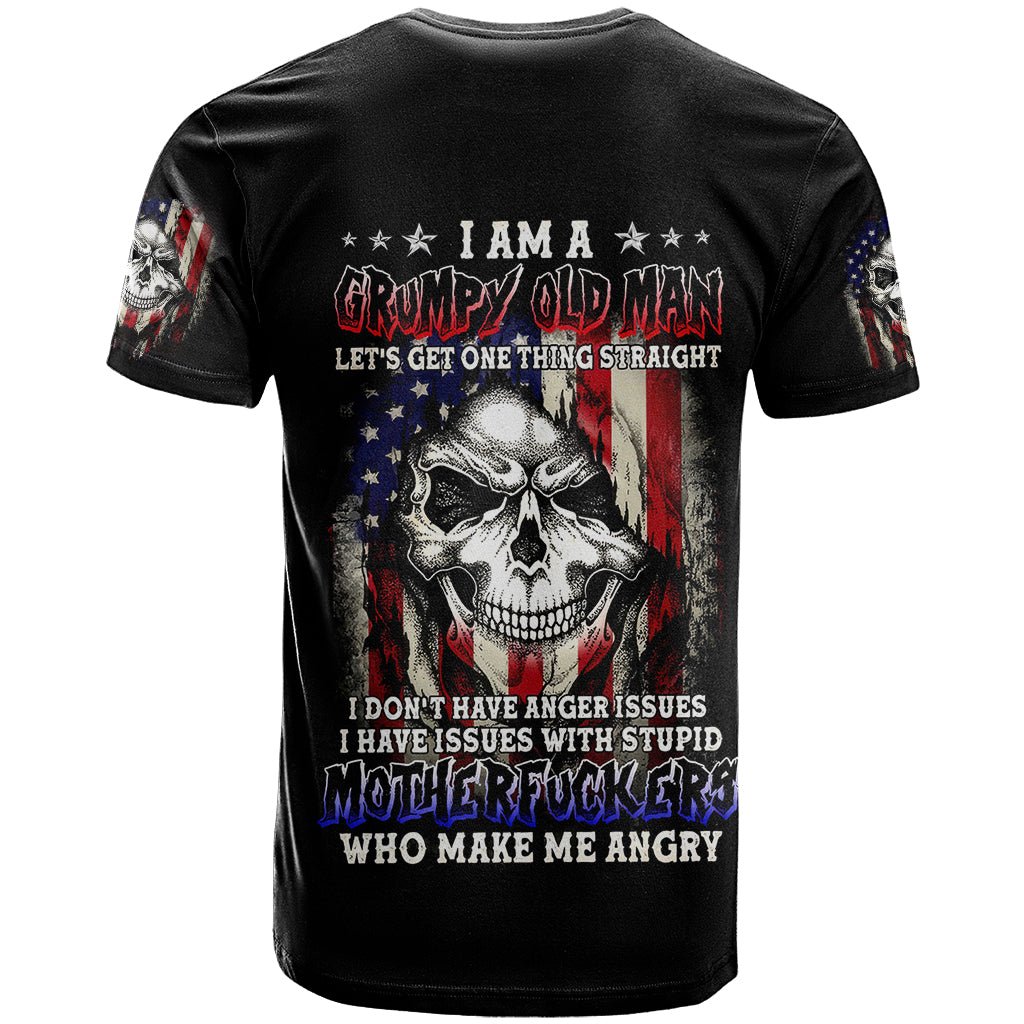 American Skull T Shirt Grumpy Old Man Motherfuckers Who Make Me Angry DT01 - The Mazicc - Adult - S - Black