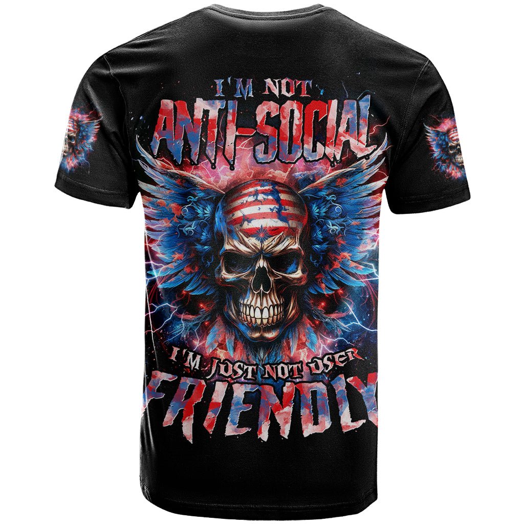 American Skull T Shirt I'm Not Anti Social I'm Just Not User Friendly DT01 - The Mazicc - Adult - S - Black