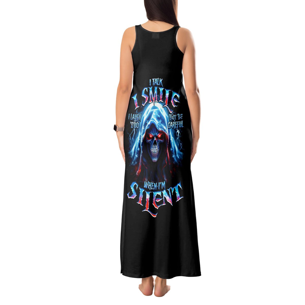 American Skull Tank Maxi Dress I Talk I Smile But Be Carefull When I Silent DT01 - The Mazicc - Women - S - Black