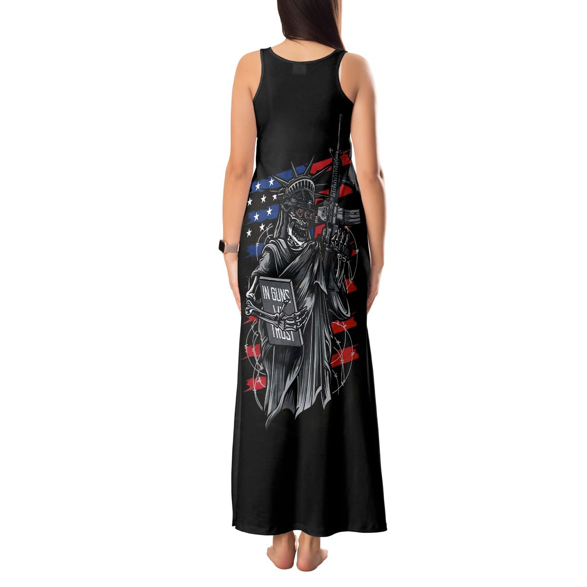 American Skull Tank Maxi Dress In Gun We Trust DT01 - The Mazicc - Women - S - Black