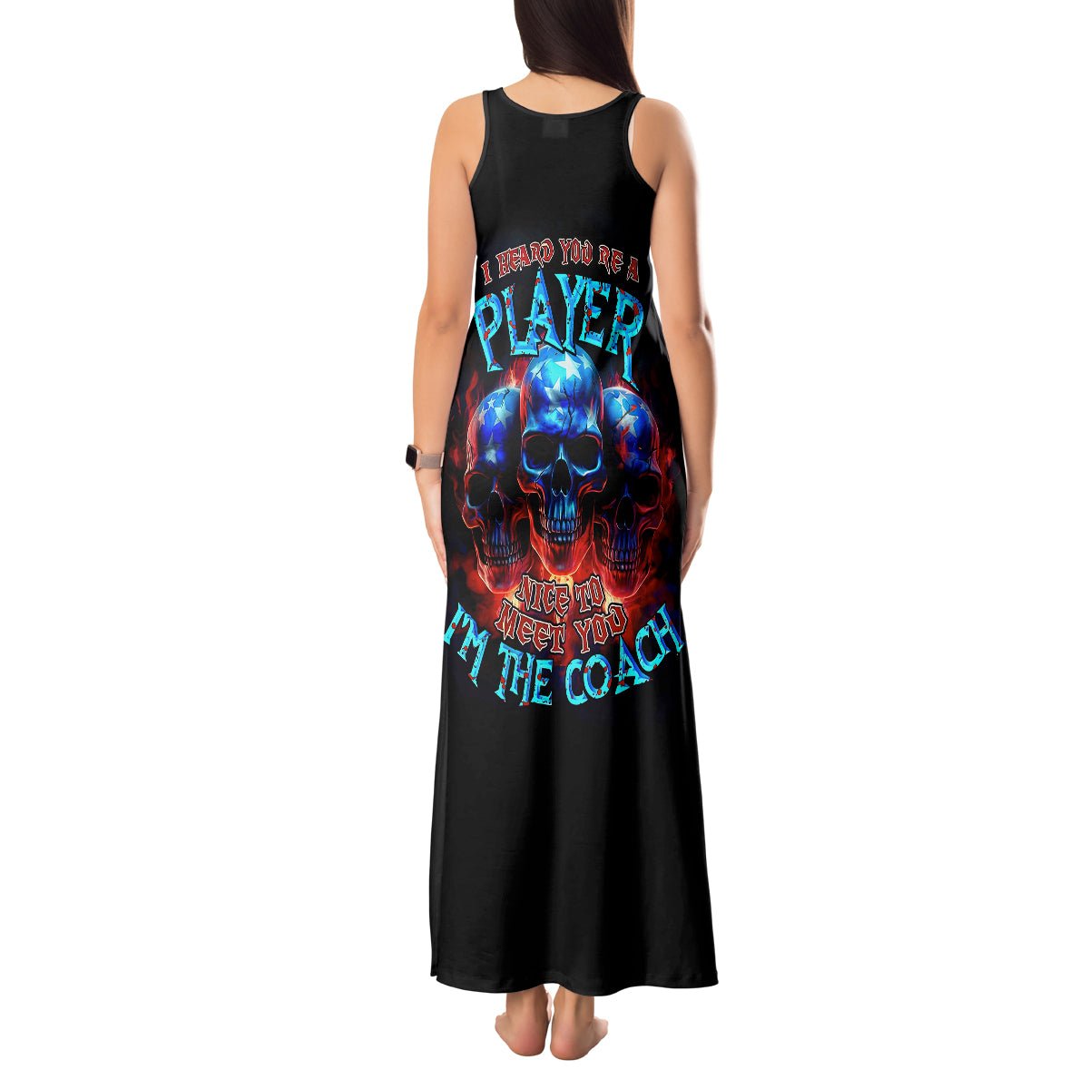 American Skull Tank Maxi Dress Nice To Meet You Im The Coach DT01 - The Mazicc - Women - S - Black