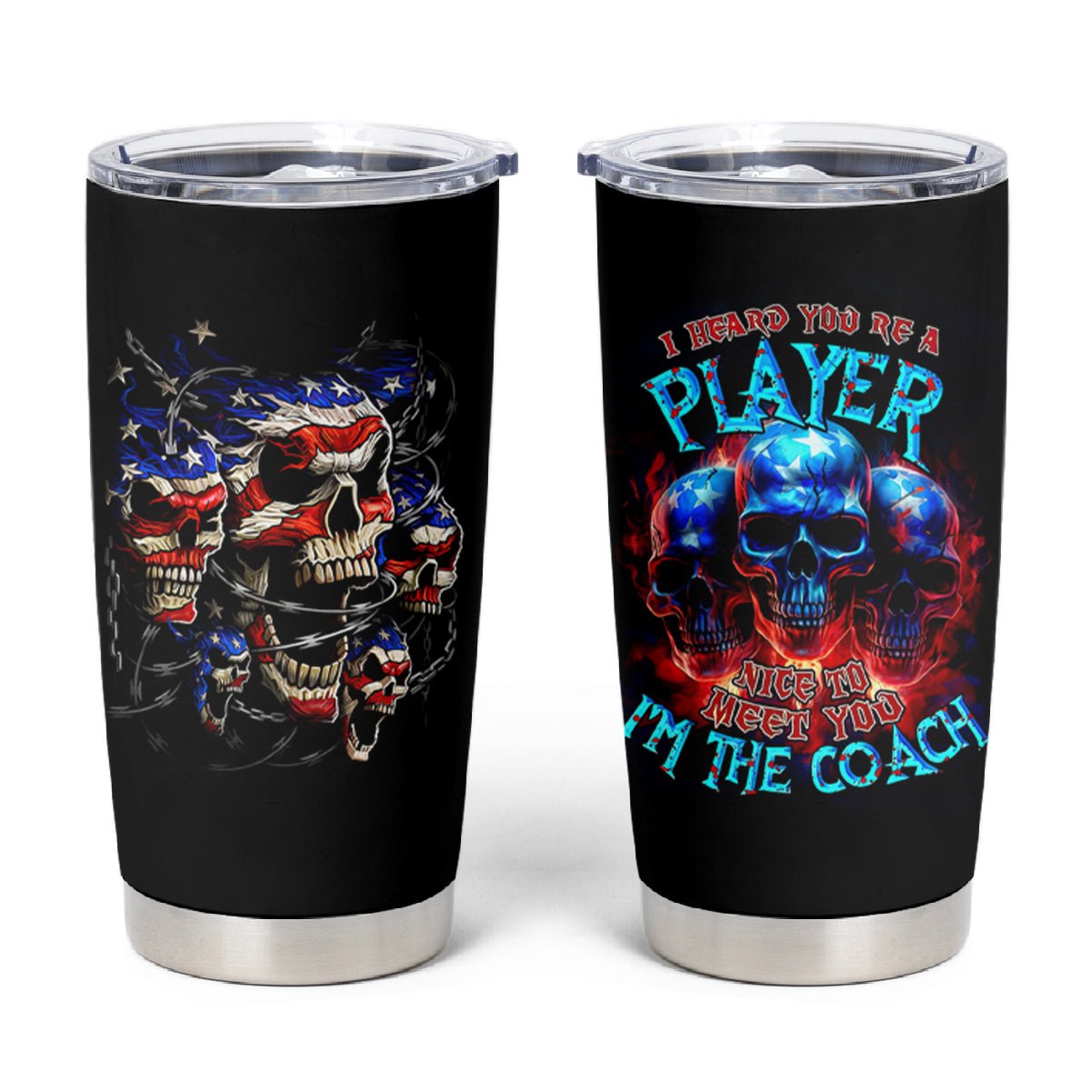 American Skull Tumbler Cup Nice To Meet You Im The Coach DT01 - The Mazicc - 20oz - Black -