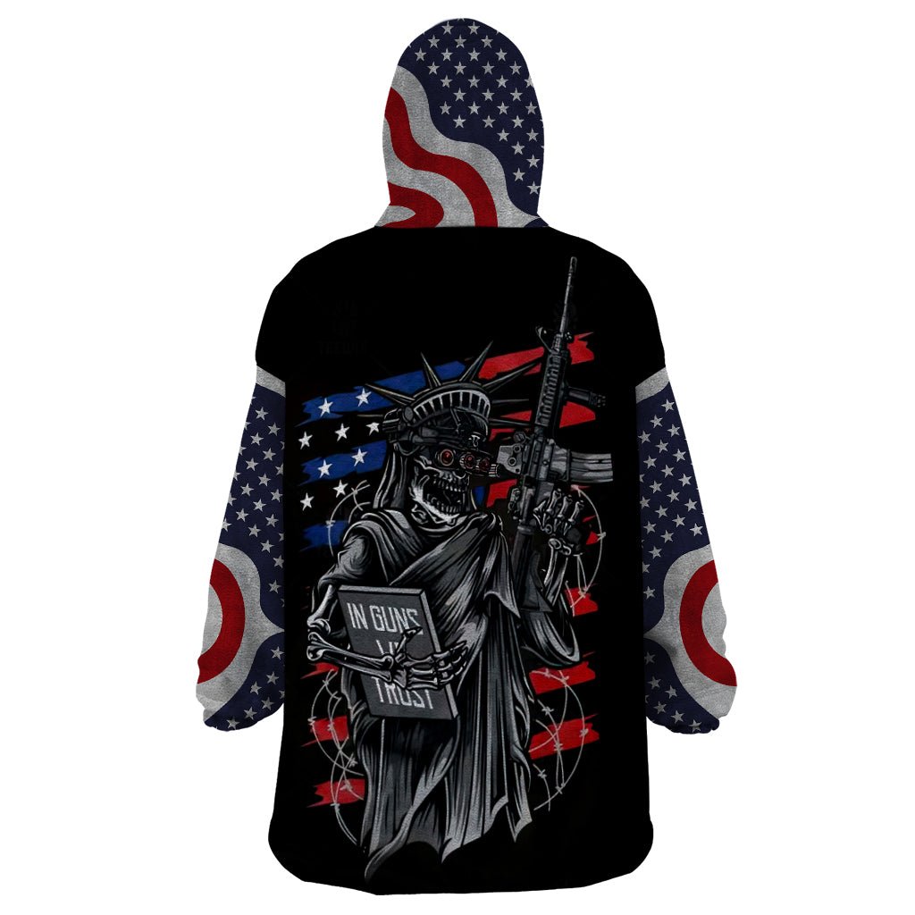 American Skull Wearable Blanket Hoodie In Gun We Trust DT01 - The Mazicc - Adult - One Size - Black