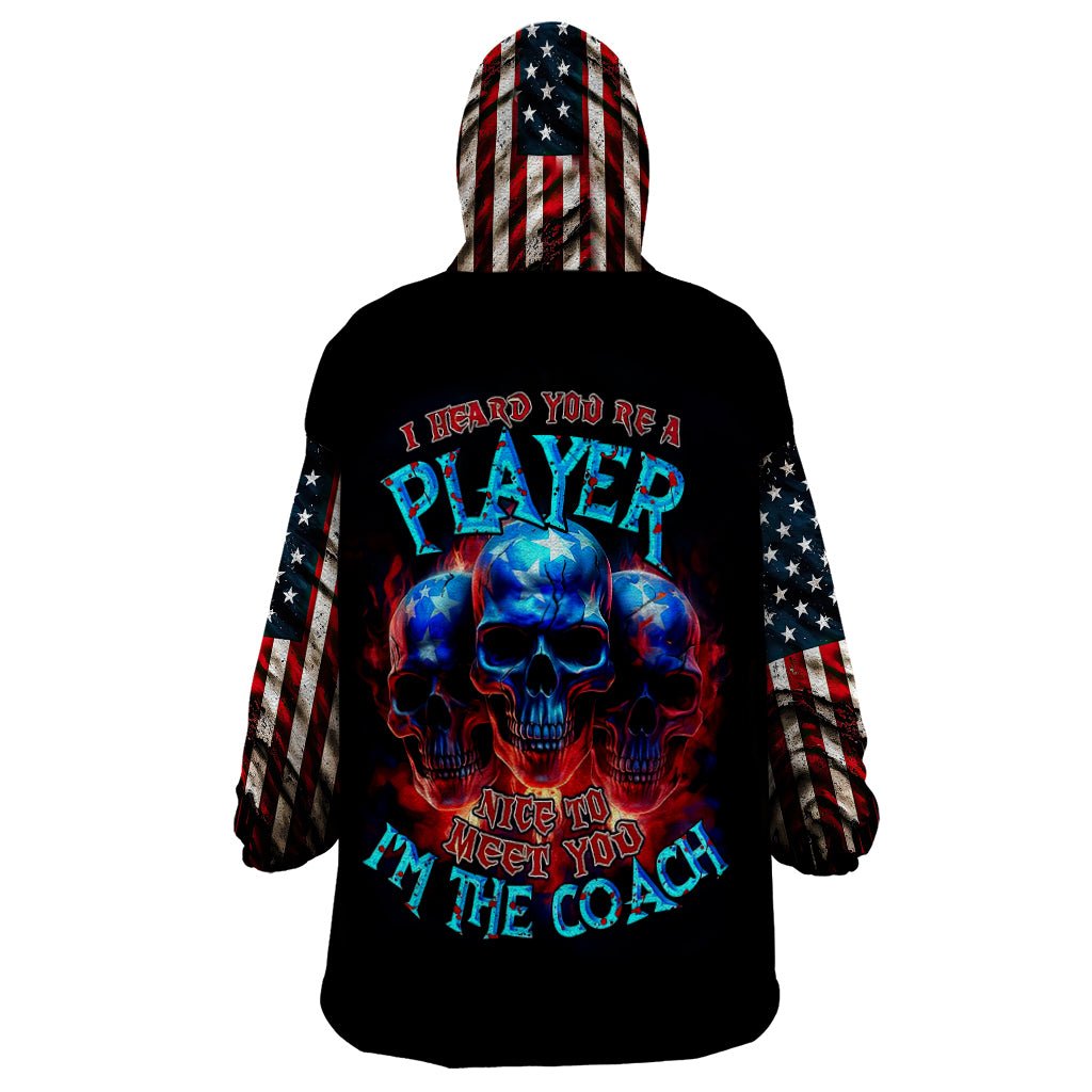 American Skull Wearable Blanket Hoodie Nice To Meet You Im The Coach DT01 - The Mazicc - Adult - One Size - Black