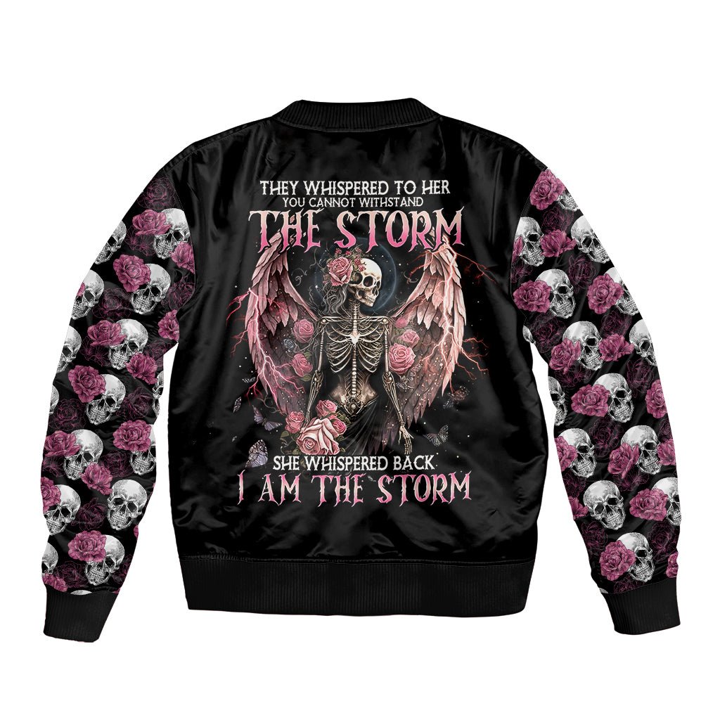 Angel Skull Bomber Jacket She Whispered Back Iam The Storm DT01 - The Mazicc - Unisex - S - Black