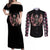 Angel Skull Couples Matching Off Shoulder Maxi Dress and Long Sleeve Button Shirts She Whispered Back Iam The Storm DT01 - The Mazicc - S - S - Black