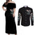 Angel Skull Couples Matching Off Shoulder Maxi Dress and Long Sleeve Button Shirts She Whispered Back Iam The Storm DT01 - The Mazicc - S - S - Black