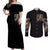 Angel Skull Couples Matching Off Shoulder Maxi Dress and Long Sleeve Button Shirts Sometimes An Angel Sometimes A Hellraiser DT01 - The Mazicc - S - S - Black