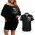 Angel Skull Couples Matching Off Shoulder Short Dress and Hawaiian Shirt She Whispered Back Iam The Storm DT01 - The Mazicc - S - S - Black