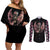 Angel Skull Couples Matching Off Shoulder Short Dress and Long Sleeve Button Shirts She Whispered Back Iam The Storm DT01 - The Mazicc - S - S - Black