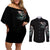 Angel Skull Couples Matching Off Shoulder Short Dress and Long Sleeve Button Shirts She Whispered Back Iam The Storm DT01 - The Mazicc - S - S - Black