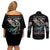 Angel Skull Couples Matching Off Shoulder Short Dress and Long Sleeve Button Shirts She Whispered Back Iam The Storm DT01 - The Mazicc - S - S - Black