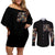 Angel Skull Couples Matching Off Shoulder Short Dress and Long Sleeve Button Shirts Sometimes An Angel Sometimes A Hellraiser DT01 - The Mazicc - S - S - Black