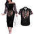 Angel Skull Couples Matching Off The Shoulder Long Sleeve Dress and Hawaiian Shirt She Whispered Back Iam The Storm DT01 - The Mazicc - S - S - Black