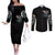 Angel Skull Couples Matching Off The Shoulder Long Sleeve Dress and Long Sleeve Button Shirts She Whispered Back Iam The Storm DT01 - The Mazicc - S - S - Black