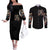 Angel Skull Couples Matching Off The Shoulder Long Sleeve Dress and Long Sleeve Button Shirts Sometimes An Angel Sometimes A Hellraiser DT01 - The Mazicc - S - S - Black