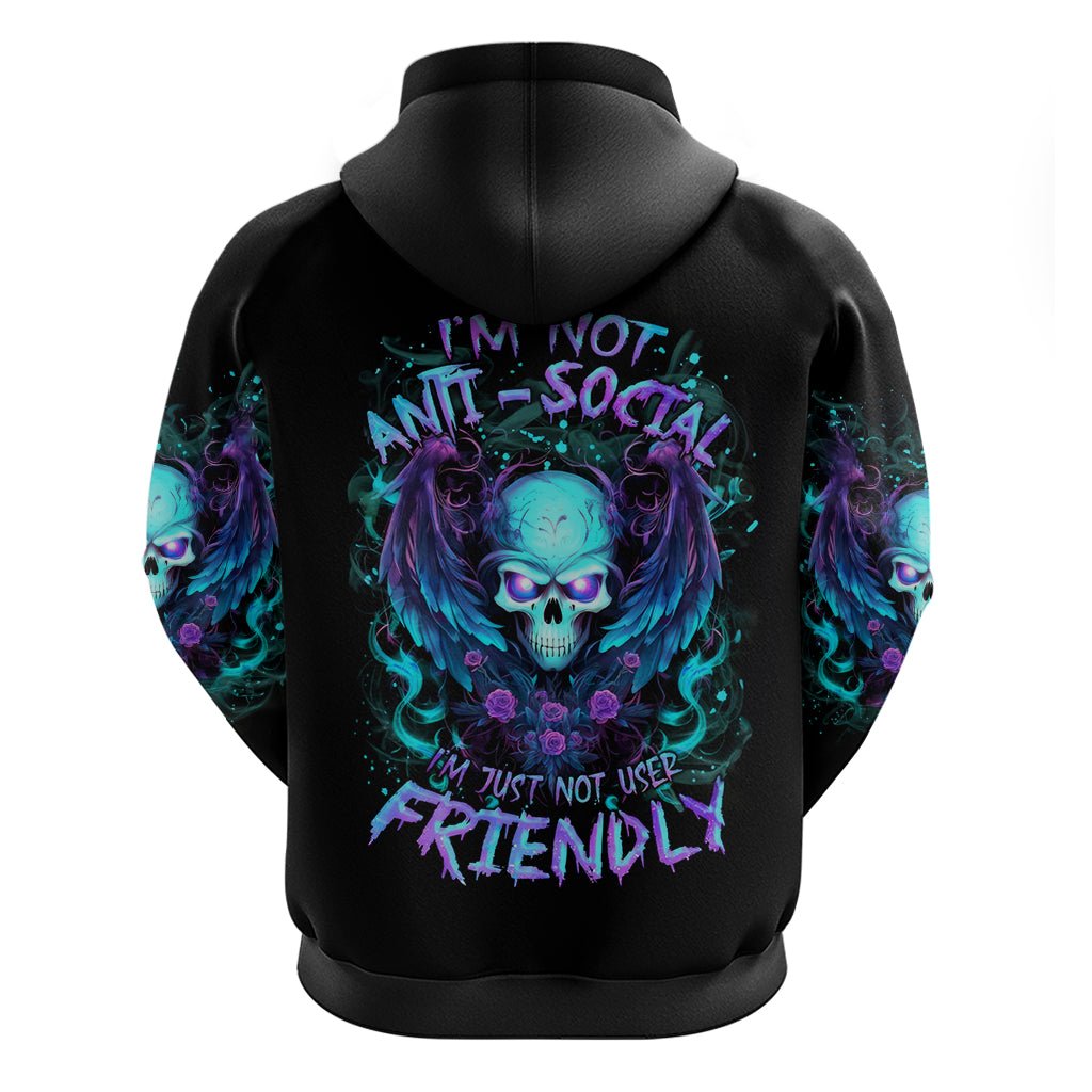 Angel Skull Hoodie I'm Not Anti-Social I'm Just Not User Friendly DT01 - The Mazicc - Pullover Hoodie - S - Black