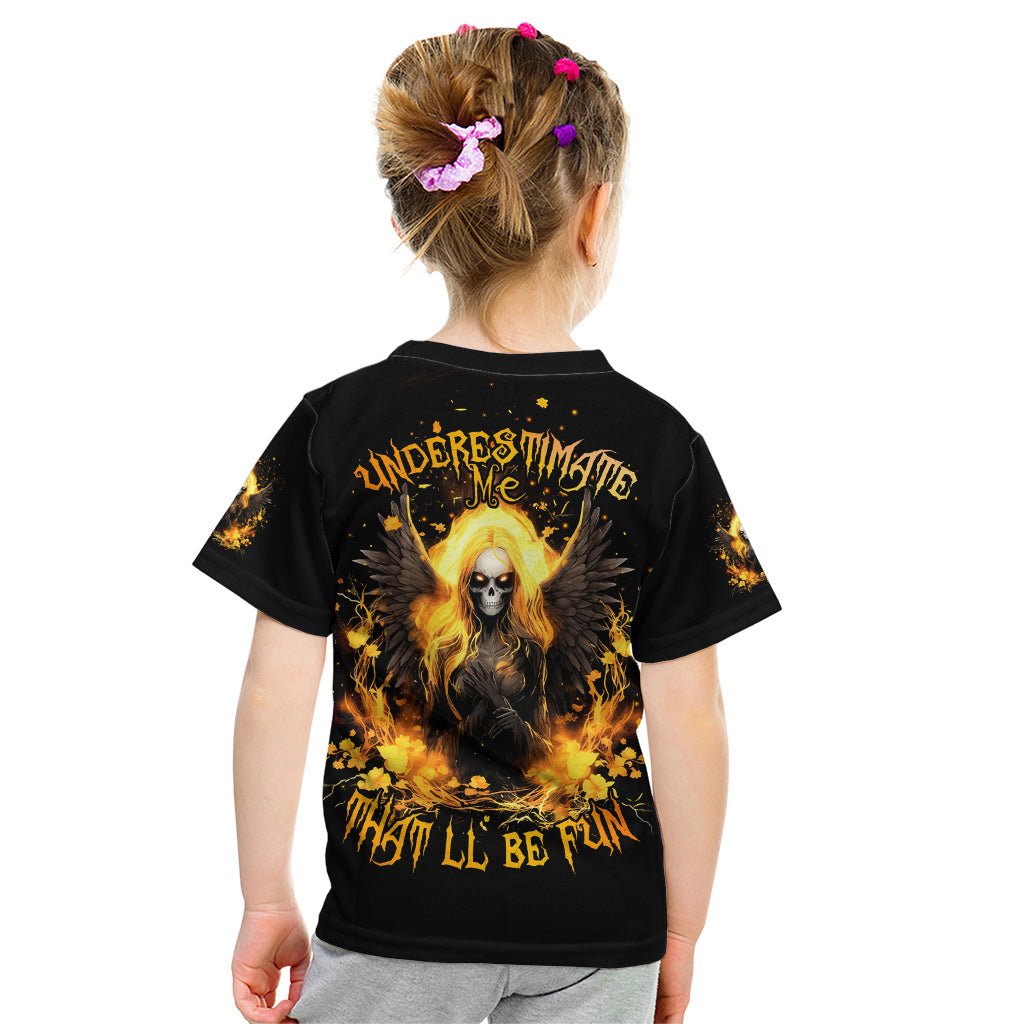 Angel Skull Kid T Shirt Underestimate Me That 'll Be Fun DT01 - The Mazicc - Toddler 2/Size 00 - Black -