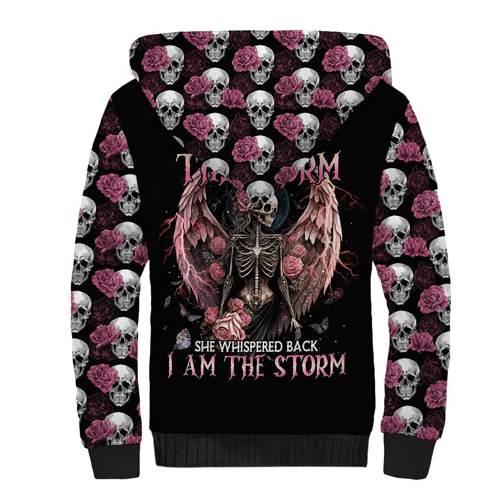 Angel Skull Sherpa Hoodie She Whispered Back Iam The Storm DT01 - The Mazicc - Unisex - S - Black