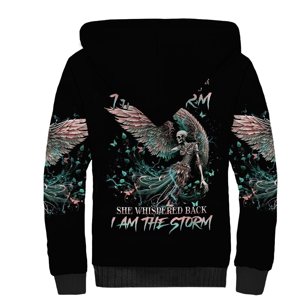 Angel Skull Sherpa Hoodie She Whispered Back Iam The Storm DT01 - The Mazicc - Unisex - S - Black