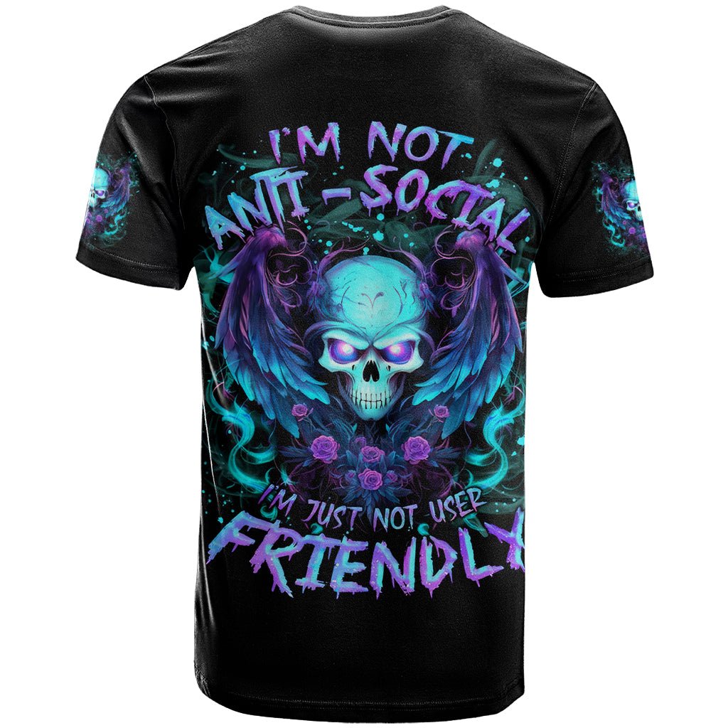 Angel Skull T Shirt I'm Not Anti-Social I'm Just Not User Friendly DT01 - The Mazicc - Adult - S - Black