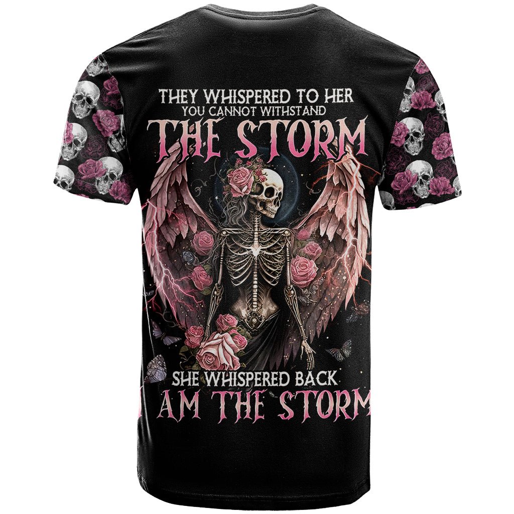 Angel Skull T Shirt She Whispered Back Iam The Storm DT01 - The Mazicc - Adult - S - Black