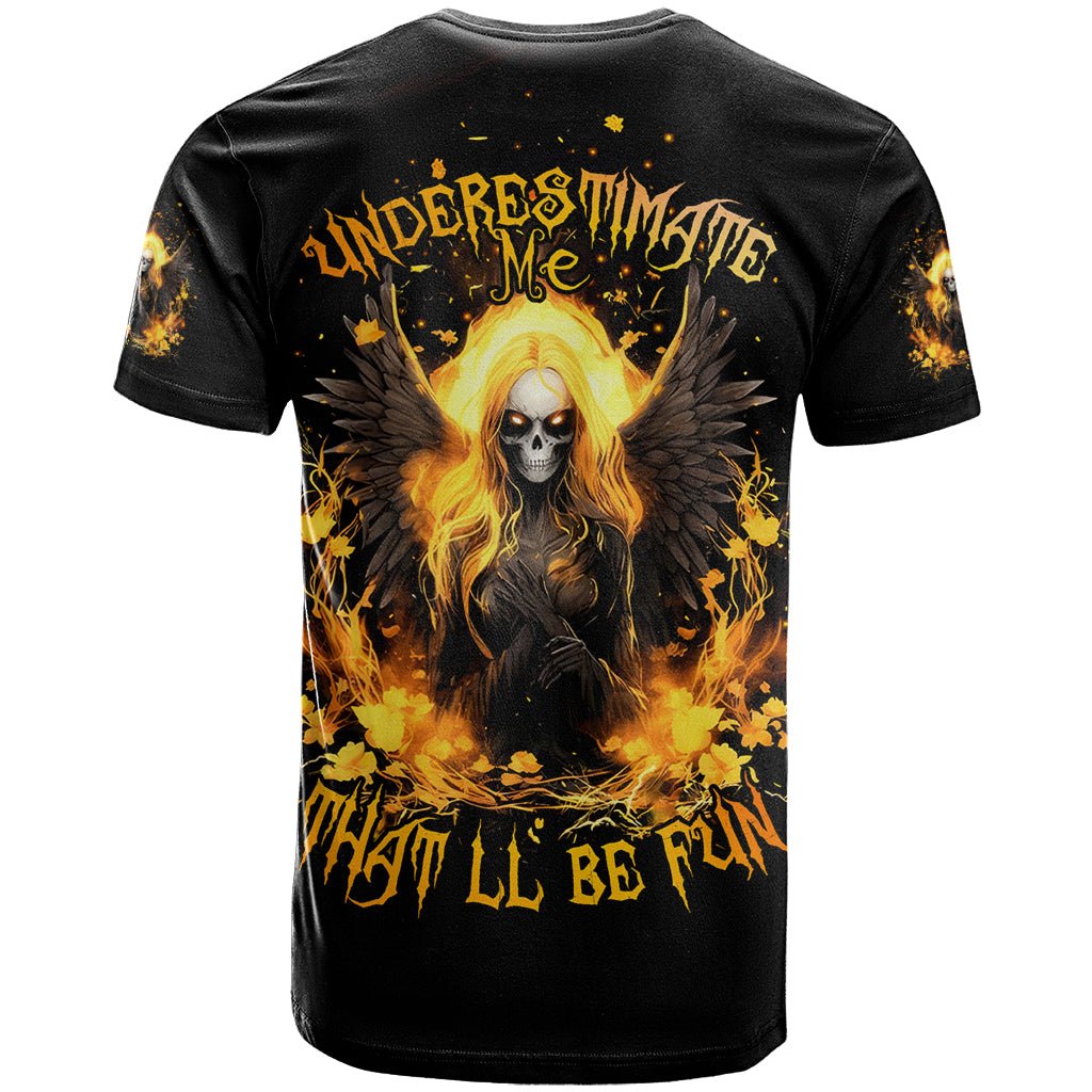 Angel Skull T Shirt Underestimate Me That 'll Be Fun DT01 - The Mazicc - Adult - S - Black