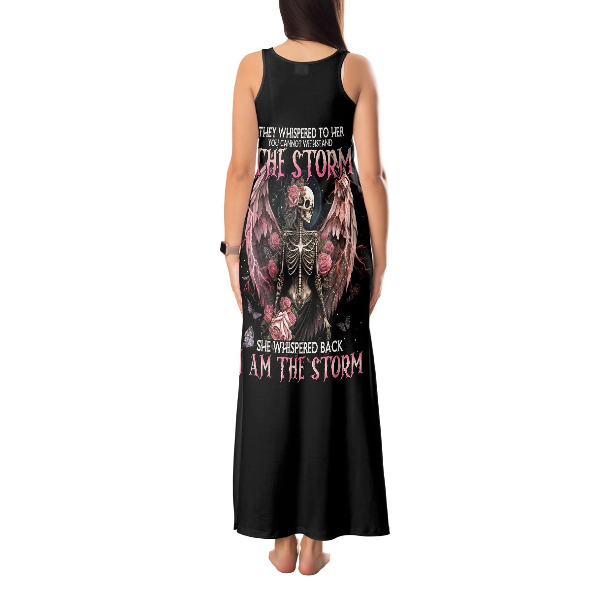 Angel Skull Tank Maxi Dress She Whispered Back Iam The Storm DT01 - The Mazicc - Women - S - Black