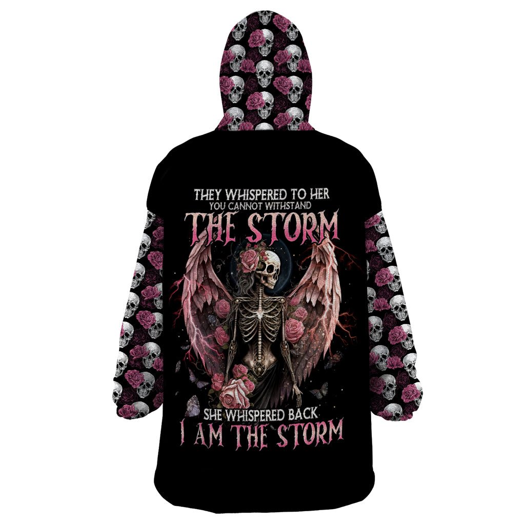 Angel Skull Wearable Blanket Hoodie She Whispered Back Iam The Storm DT01 - The Mazicc - Adult - One Size - Black