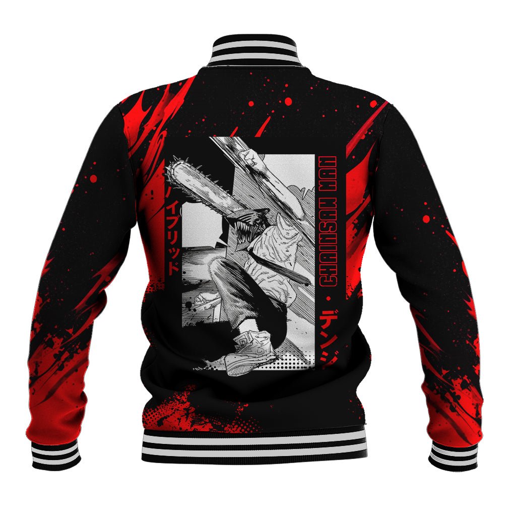 Anime Chainsaw Man Baseball Jacket Dark World TS07 - The Mazicc - Unisex - S - Black