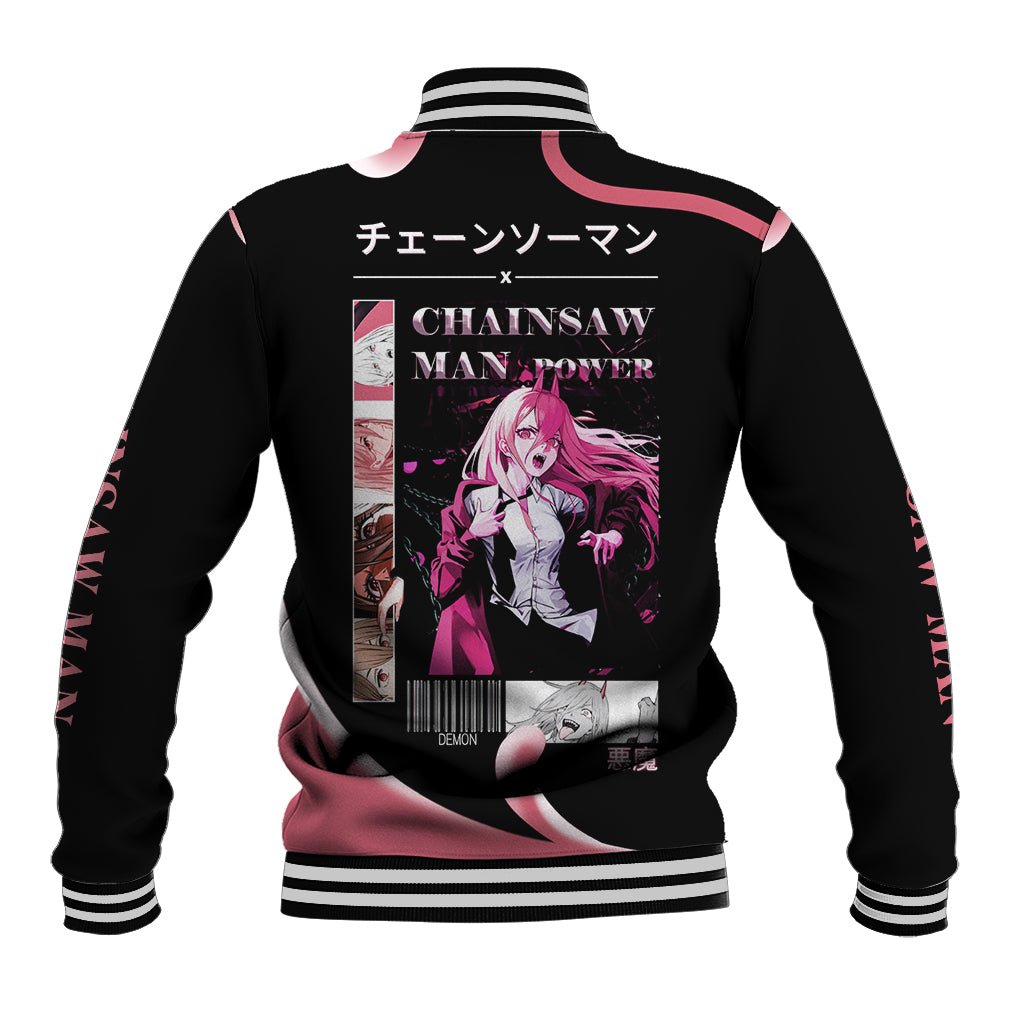 Anime Chainsaw Man Streetwear Baseball Jacket Power TS07 - The Mazicc - Unisex - S - Black