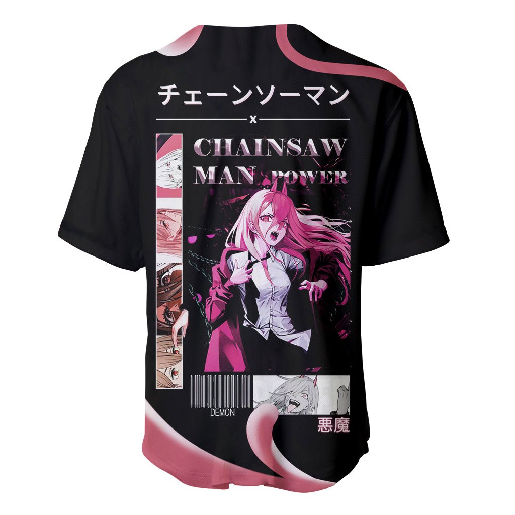 Anime Chainsaw Man Streetwear Baseball Jersey Power TS07 - The Mazicc - S - Black -