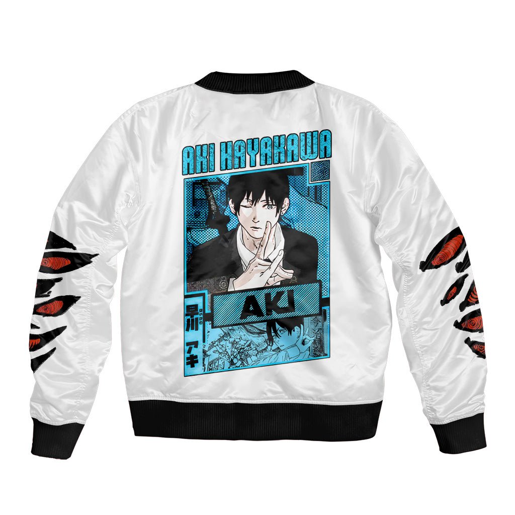 Anime Chainsaw Man Streetwear Bomber Jacket Aki Hayakawa TS07 - The Mazicc - Unisex - S - Black Red