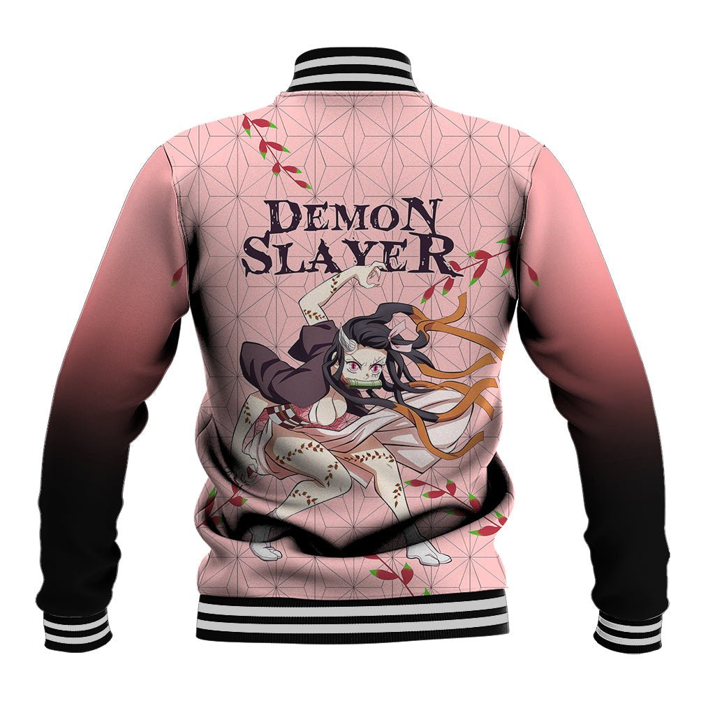 Anime Demon Slayer Nezuko Baseball Jacket Asanoha Pattern TS07 - The Mazicc - Unisex - S - Pink