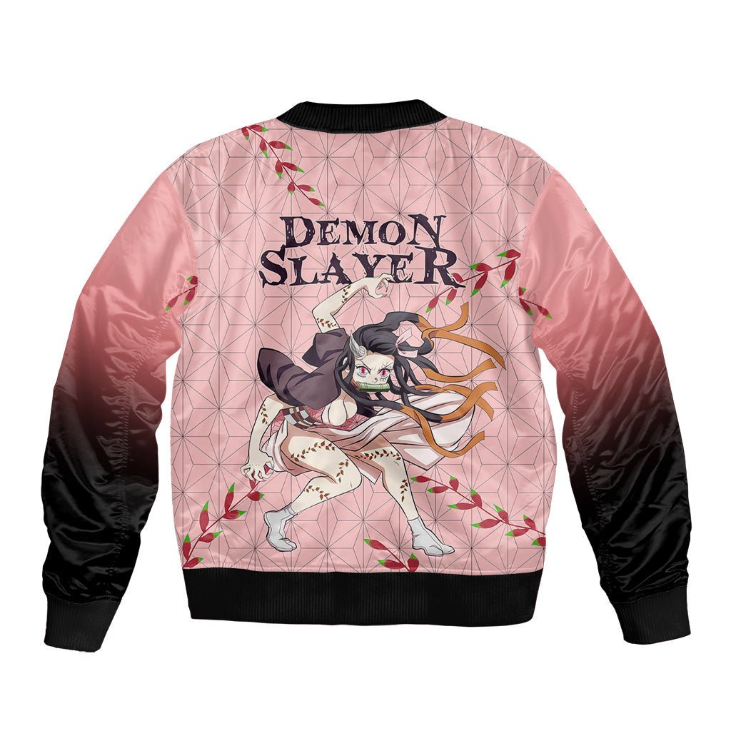 Anime Demon Slayer Nezuko Bomber Jacket Asanoha Pattern TS07 - The Mazicc - Unisex - S - Pink