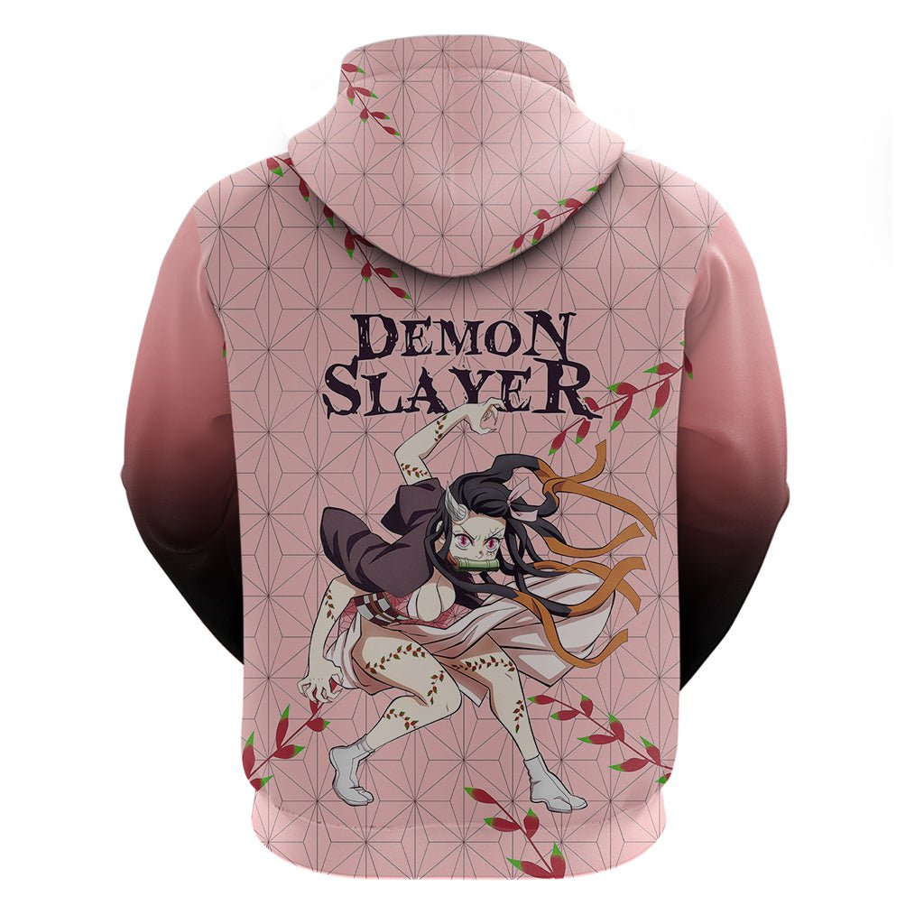 Anime Demon Slayer Nezuko Hoodie Asanoha Pattern TS07 - The Mazicc - Pullover Hoodie - S - Pink