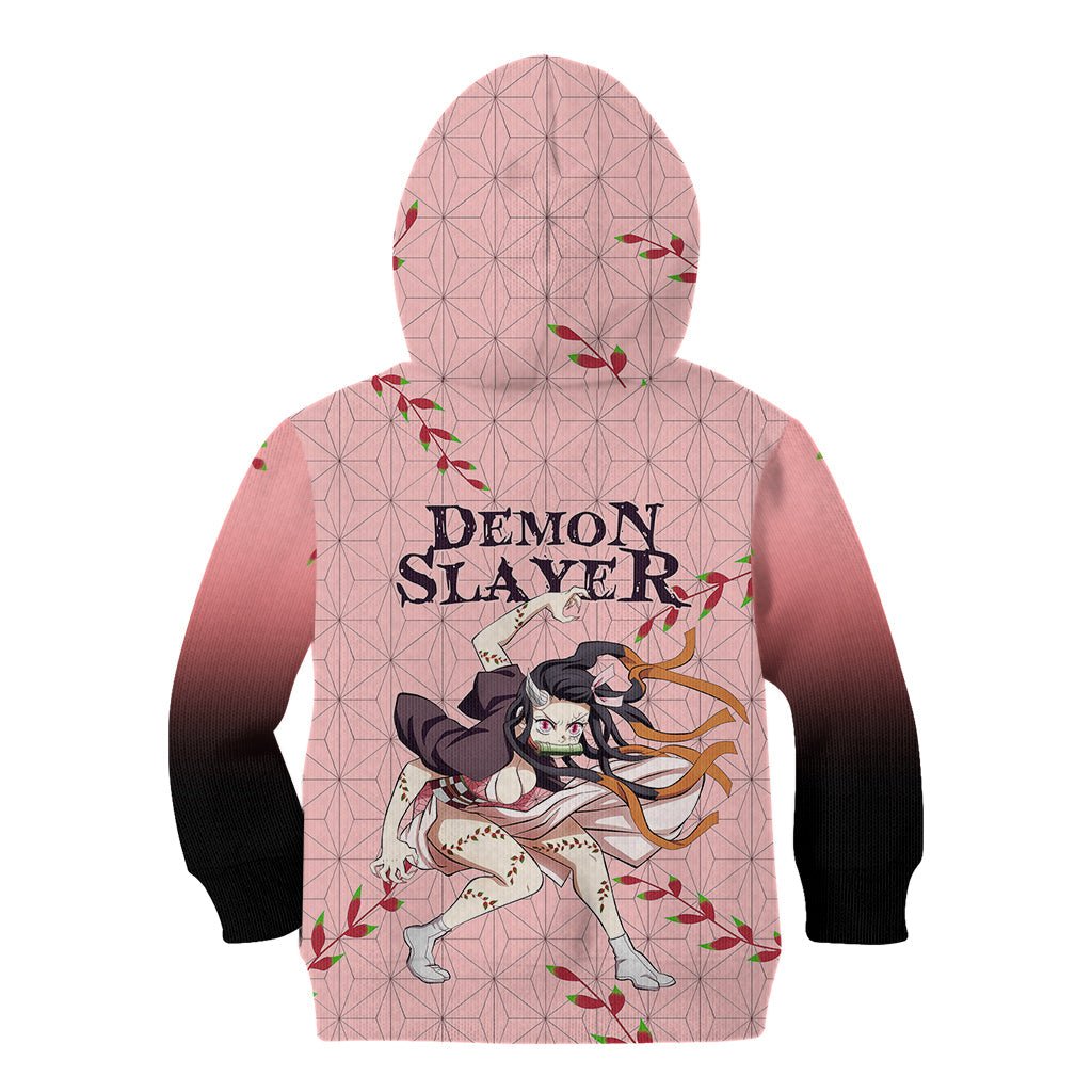 Anime Demon Slayer Nezuko Kid Hoodie Asanoha Pattern TS07 - The Mazicc - Hoodie - Toddler 2T - Pink