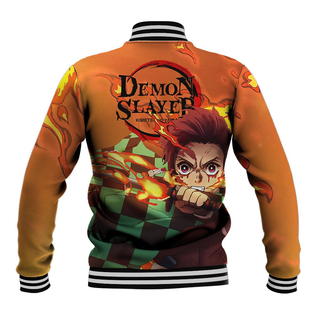 Anime Demon Slayers Kamado Tanjiro Baseball Jacket Hinokami Kagura TS07 - The Mazicc - Unisex - S - Orange