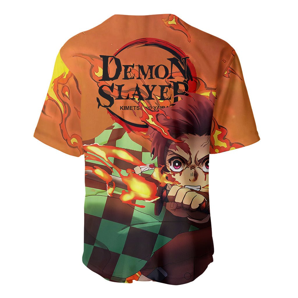 Anime Demon Slayers Kamado Tanjiro Baseball Jersey Hinokami Kagura TS07 - The Mazicc - S - Orange -