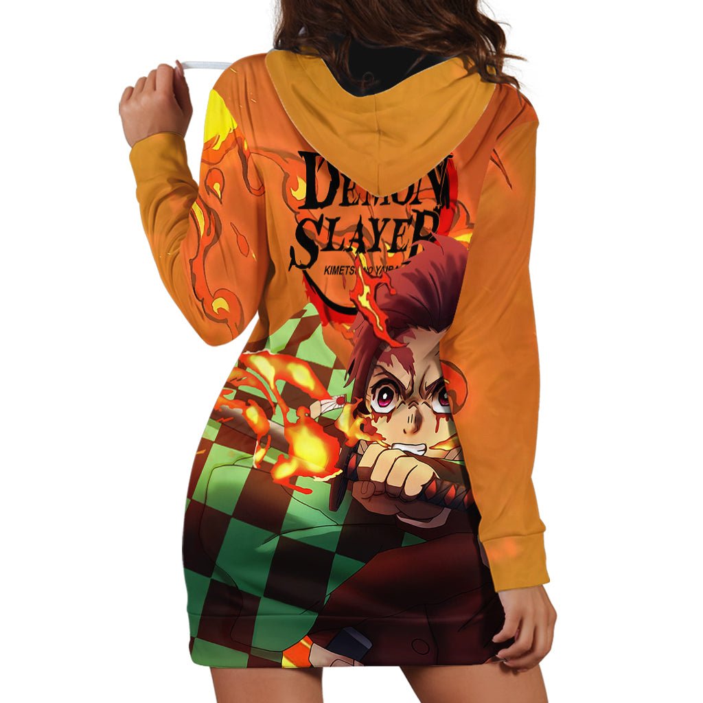 Anime Demon Slayers Kamado Tanjiro Hoodie Dress Hinokami Kagura TS07 - The Mazicc - XS - Orange -